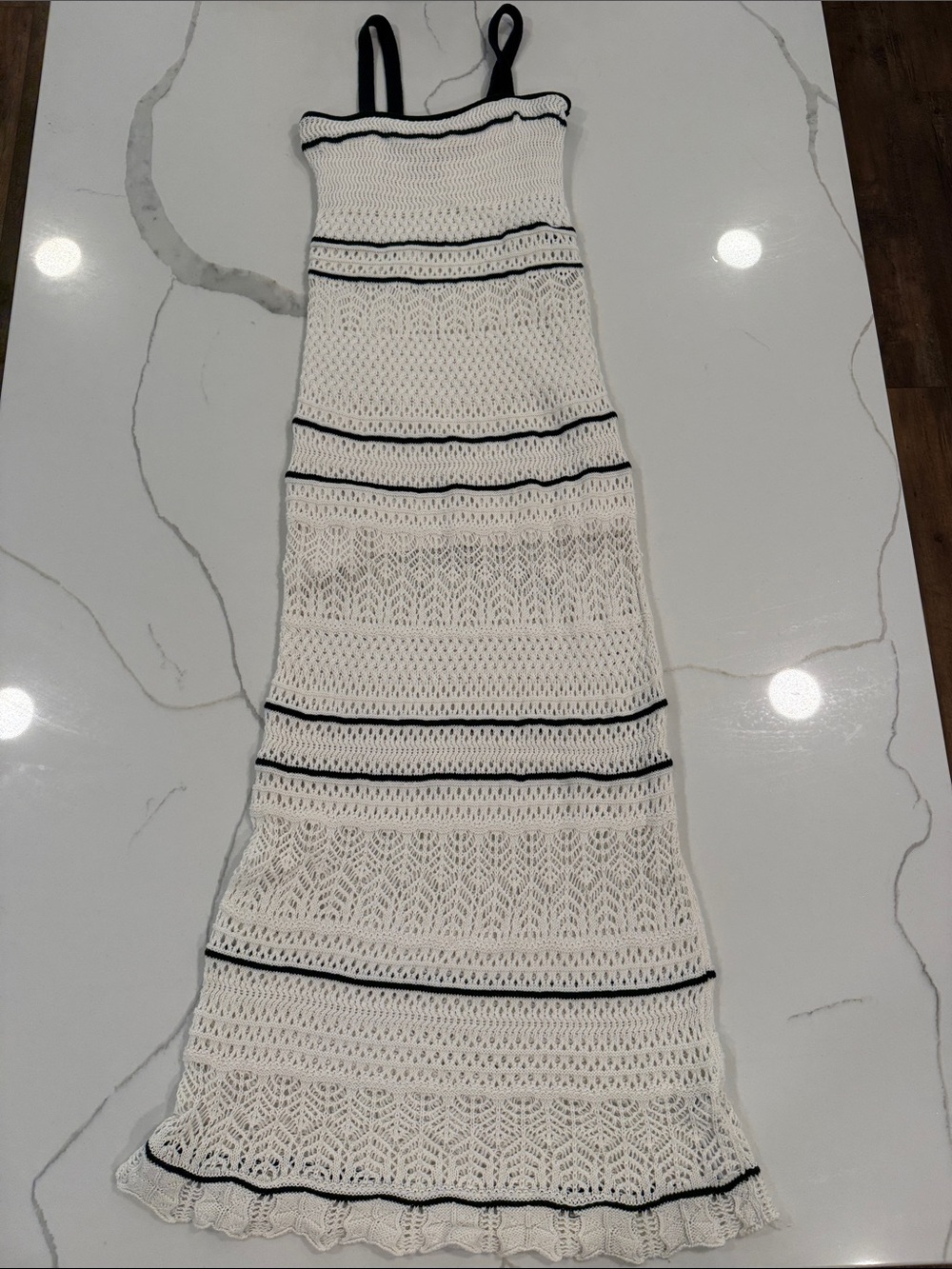 Abercrombie Crochet Maxi Dress with Black Trim - Women's Summer Dress